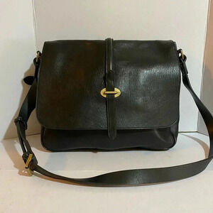 Mulberry   Vintage unisex crossbody black leather messenger bag